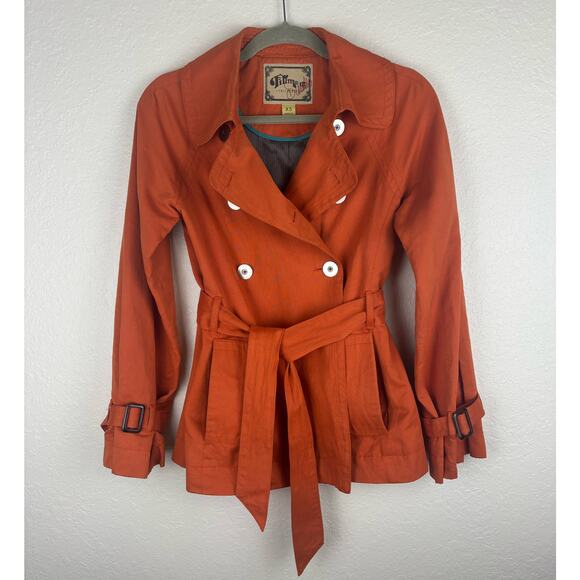 Filmore Studio California Jackets & Blazers - Filmore Studio California Pumpkin Orange Short Double Breasted Trench Jacket XS